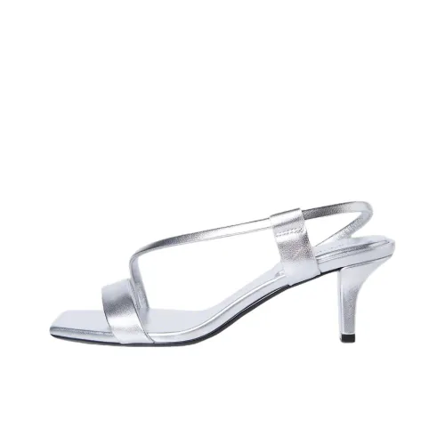 CALVIN KLEIN One Ремень Сандалии 5,5 см Женские Серебряные