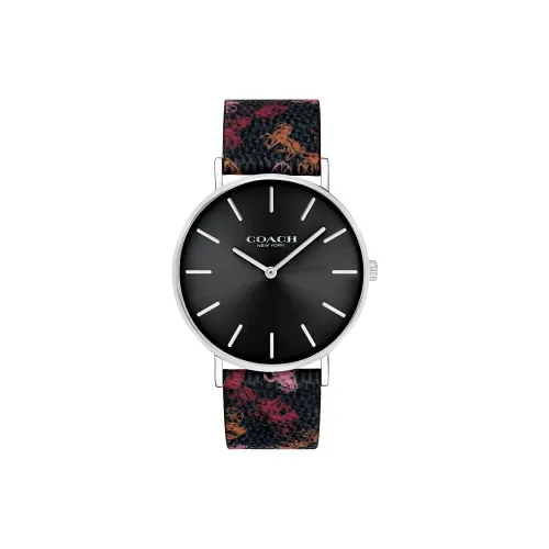 COACH Наручные часы Кварцевый механизм PVC Ремешок 36 мм Черный циферблат Женские часы