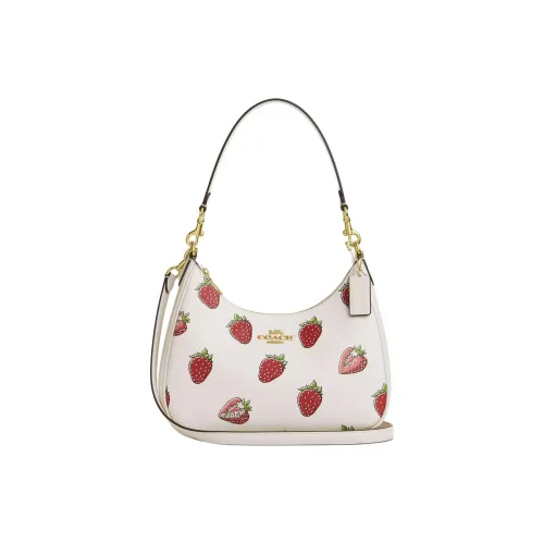 COACH Teri Покрытый холст Хобо Сумка Сумка через плечо Сумка на плечо Большая Женская Золото и Мелово-многоцветная