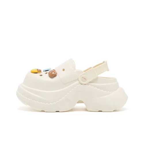 JOSINY Лето Модный Модный Мультяшный DIY Slip On На открытом воздухе Пляж Обувь Домашние тапочки Сабо Женские Экрю