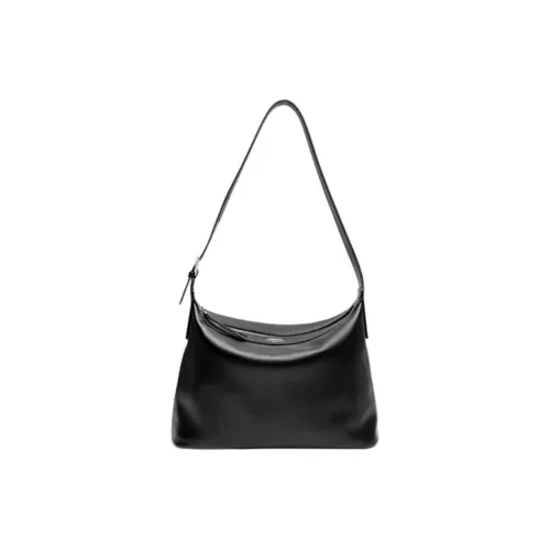 TENNCO Сумка через плечо из крупнозернистой текстуры коровьей кожи среднего размера женская черная