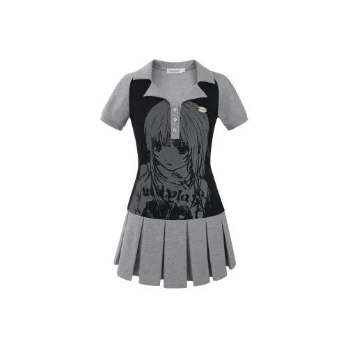 UNIFREE Короткий рукав платье женское серое