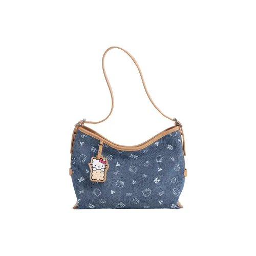 TOUTOU Hello Kitty Collaboration Hello Kitty Ткань Плечевая Сумка Стандартная Женская Джинсовый Синий