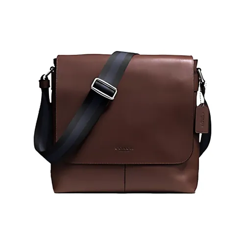 COACH Charles Коровья кожа Доска для ноутбука Сумка через плечо Сумка на плечо Большая мужская Темно-коричневый