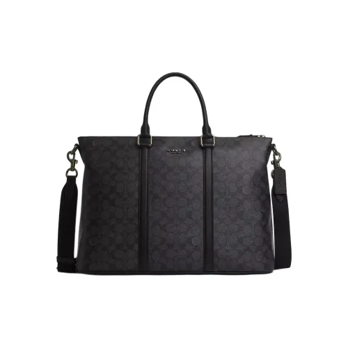 COACH Покрытая холстовая сумка через плечо сумка большая мужская бронза и деревянный уголь и черный