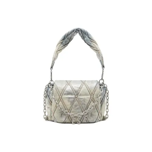 DIESEL Хлопок Сумка через плечо Маленькая Женская Серебряный и Синий