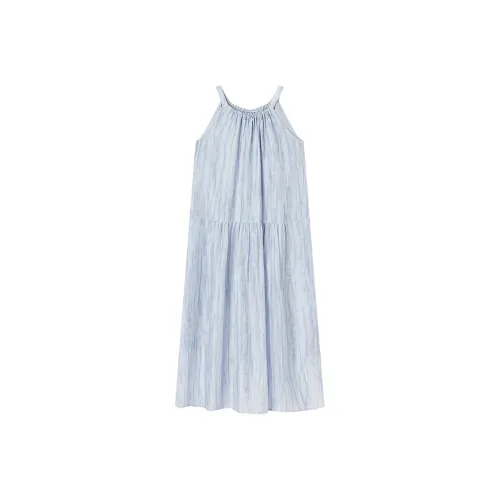 XIANGYING Без рукавов Платье Женское Синее