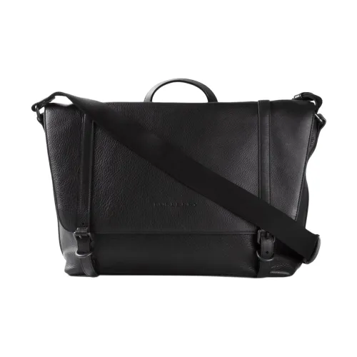 Burberry Телячья кожа Курьерская сумка Сумка через плечо Сумка Мужская Черная