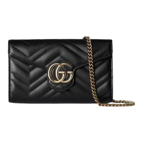 GUCCI GG Marmont Кожа Сумка через плечо Кошелек Женский Черный