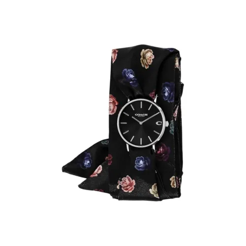 COACH Наручные часы Кварцевый механизм Сатиновый ремешок 36 мм Черный циферблат Женские часы