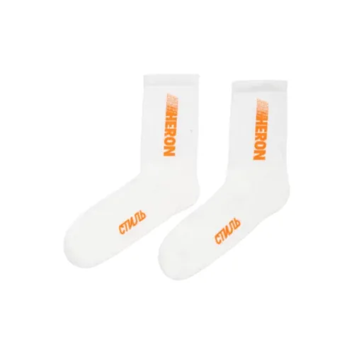 HERON PRESTON Белый/оранжевый Унисекс MID Носки до икры
