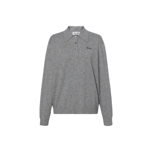 MIU MIU SS25 Кашемир Свитер Женский Темно-Серый