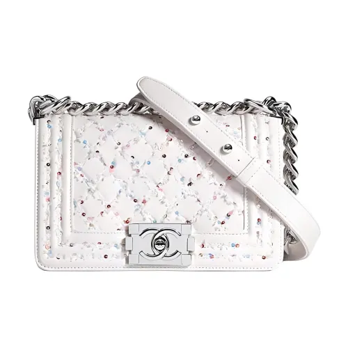 CHANEL LEBOY Lambskin Flap Bag Chain Bag Crossbody Bag Shoulder Bag Small Women's White