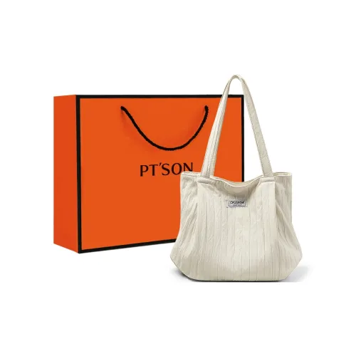 PT'SON Ткань Тоут Сумка Сумка через плечо Стандартная Женская Экрю Черная