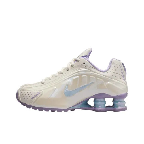 Nike Shox R4 Детская беговая обувь Низкий топ Розовый Белый Школьный возраст