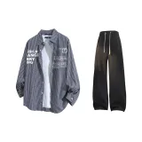 Темно-синий, синий, полосы + черные, штаны