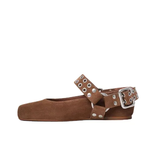 Alaia Biker Flat Mary Jane Women's Brown