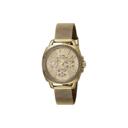 COACH Женские часы Кварцевый механизм корпус из нержавеющей стали ремешок 33 мм золотистый циферблат