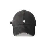 [Промытый Темно-серый] 3D-эффект Маленький H Вышивка