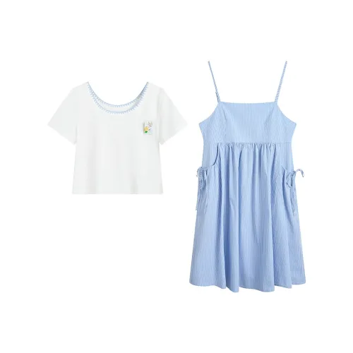 ZIHAN Комплект с юбкой Женские Синие Белые Полоски