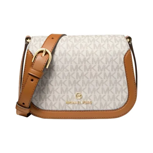 MICHAEL KORS Сумка из искусственной кожи Saddle Сумка через плечо Маленькая Женская Ванильный белый Желудево-коричневый