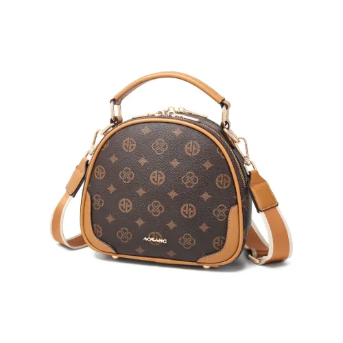 AOKANG ПВХ Маленькая Круглая Сумка Портативная Подмышечная Сумка через плечо Стандартная Женская Кофейная Экрю