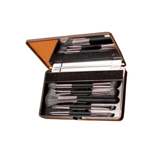 MAQINA Черный Двойной Набор Кистей для Макияжа с Мягкой и Дружественной к Коже Щетиной 5 шт. + Чехол Включен