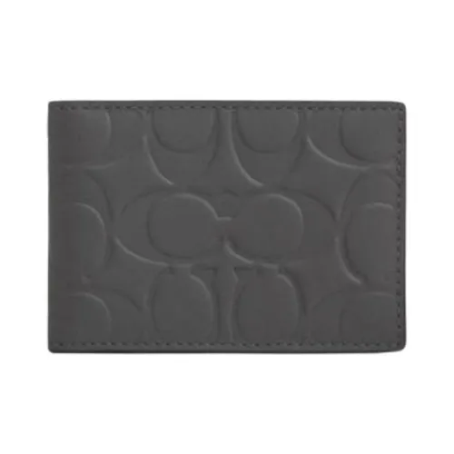 COACH Компактный кошелек из телячьей кожи мини мужской угольно-серый