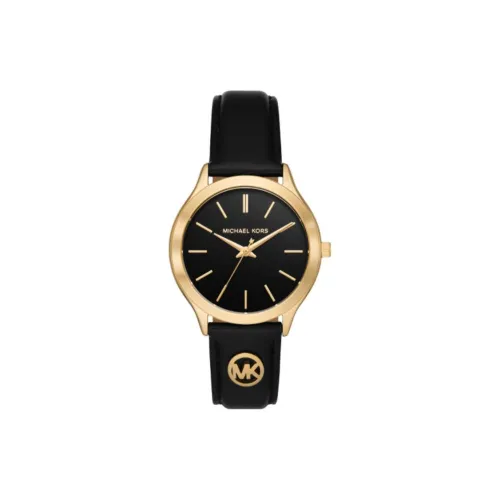 MICHAEL KORS Slim Runway Collection Женские часы Кварцевый механизм Кожаный ремешок 38 мм Черный циферблат