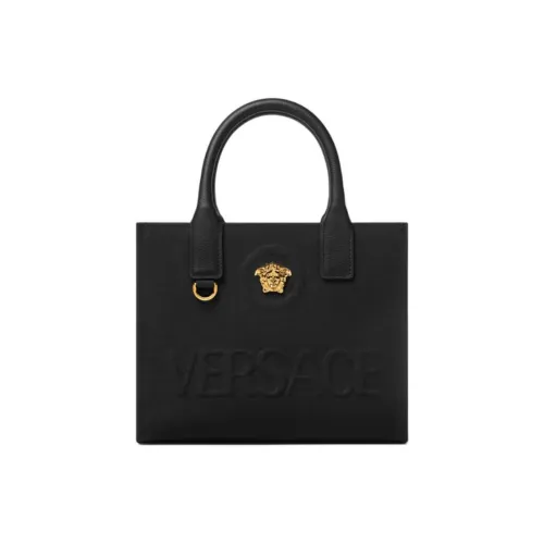 VERSACE La Medusa Хлопок Canvas Сумка Tote Сумка Сумка для покупок Сумка через плечо Мини Сумка Женская Черная
