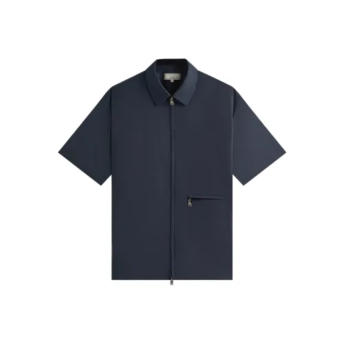 KITH SS25 Kin Тропический Шерсть Davenport Рубашка Мужская Морской Синий