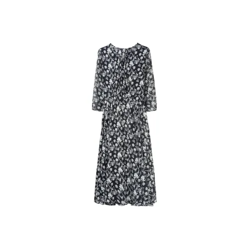 MJ Черное Женское Длинное Платье с Рукавами