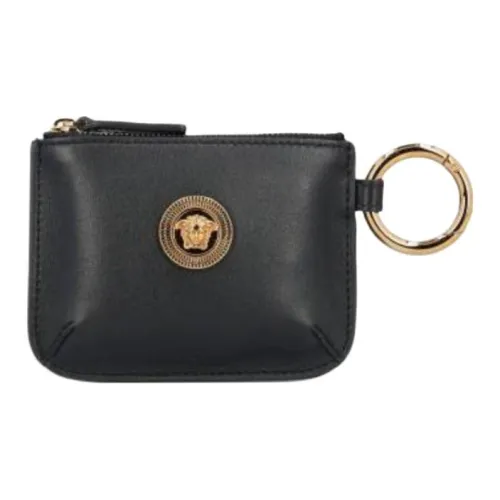 VERSACE Мужской кожаный кошелек для монет черный