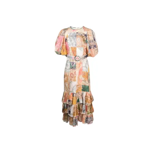 Zimmermann Многоцветные Женские Короткие Платья с Рукавами