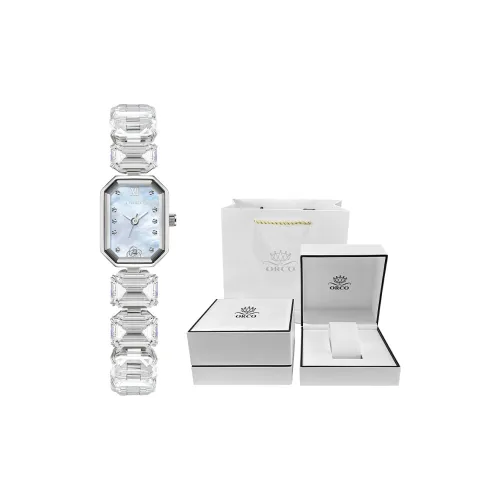 ORCO Кварцевый механизм нержавеющая сталь ремешок часы женские синий циферблат