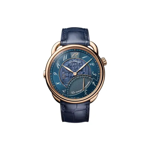 HERMES Arceau Наручные часы Автоматический механический механизм Коровья кожа Ремень 42 мм Синий циферблат Мужские часы