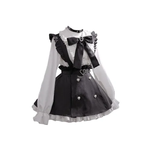 FUSHENG Рубашка [с бантом] Юбка на подтяжках [с шеей кольцо] Женские косплей