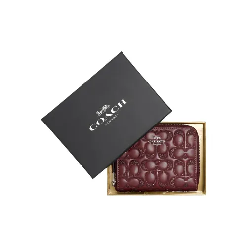 COACH Boxed Кожа Кошелек Картхолдер Запястье Сумка Подарочный Набор Коробка Женские Бургунди