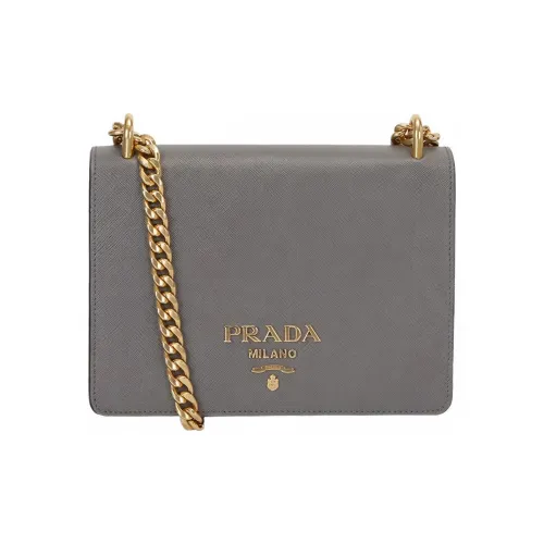 PRADA Saffiano Коровья кожа Сумка через плечо Женская Серого цвета