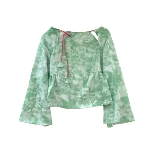 OUBO Зеленые Женские Рубашки