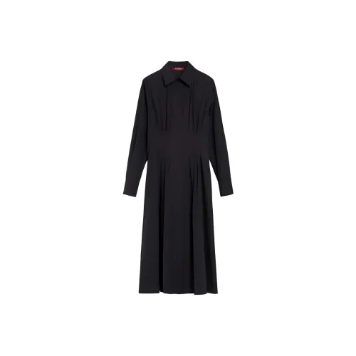 MaxMara Черное Женское Длинное Платье с Рукавами