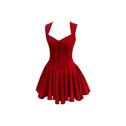 PZGE Red Dress Женские Платья без рукавов