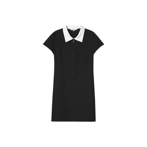 PSALTER Black Женские Короткие Платья с Рукавами