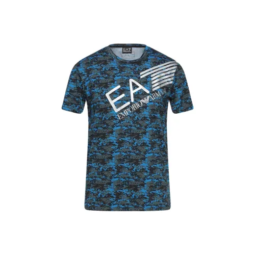 EMPORIO ARMANI SS23 T-Рубашка Мужская Камуфляж Синий