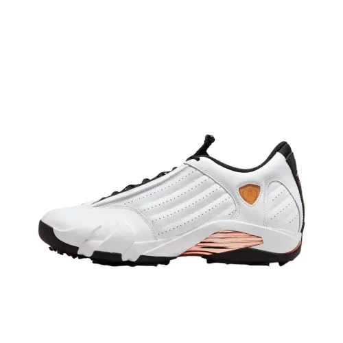 Jordan Air Jordan 14 Нижняя юбка Устойчивая к истиранию Низкий топ Обувь для гольфа Мужская Белый черный