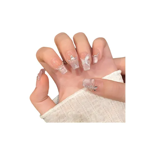 PIAC Фея Бабочка Прозрачный Искрящийся Прохладный Millionaire Feel False Nail Короткий LADDER Розовый Smudge