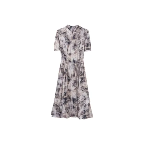 MJ Серый Женские Короткие Платья с Рукавами