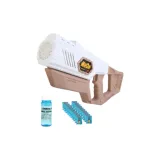 Работает на батарейках, технология пузырьки, спрей-пистолет [белый-коричневый], 1 вода + 20 пузырьков, раствор