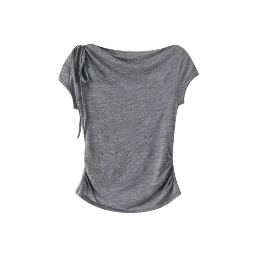 XIMENG Простой серый, 100% шерсть, ткань, женские футболки