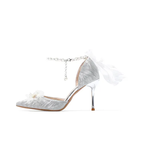 Take The Qin Узкий каблук Высокие каблуки Женские Серебряные